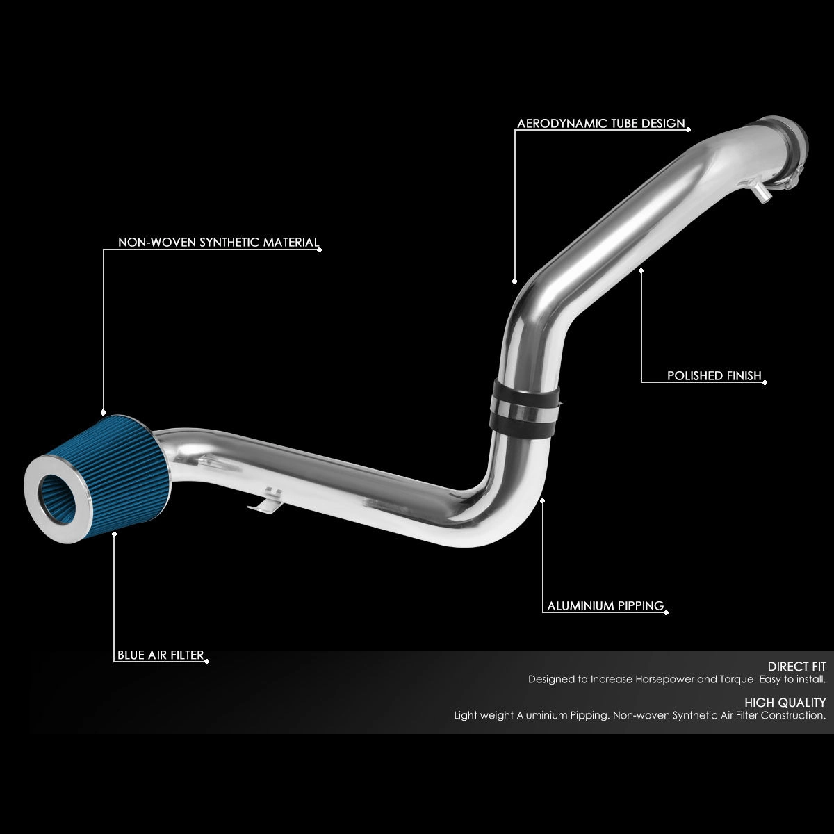00-05 Honda S2000 Aluminum Cold Air Intake w/Blue Cone Filter
