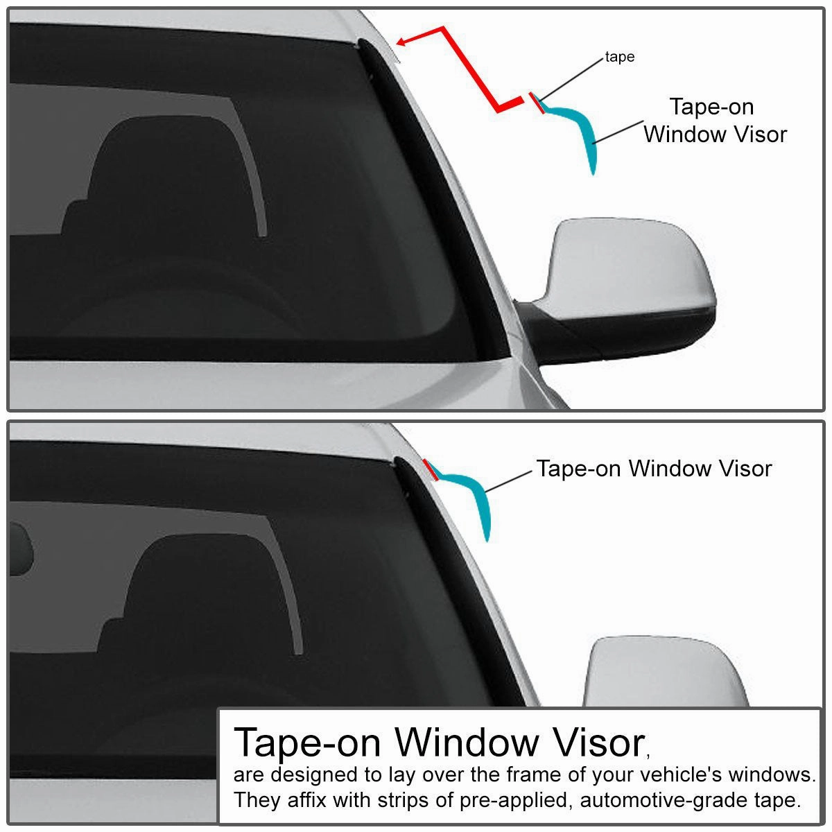 01-05 Dodge Stratus Chrysler Sebring Tape-On Wind Deflectors Window Visors