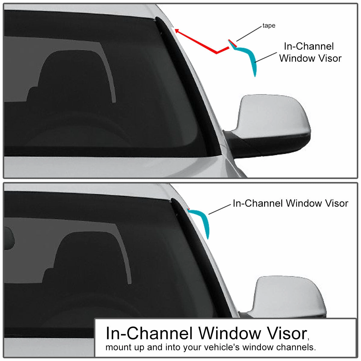 03-09 Chevy GMC C5500 96-22 Express Savana Tape-On Wind Deflectors Window Visors