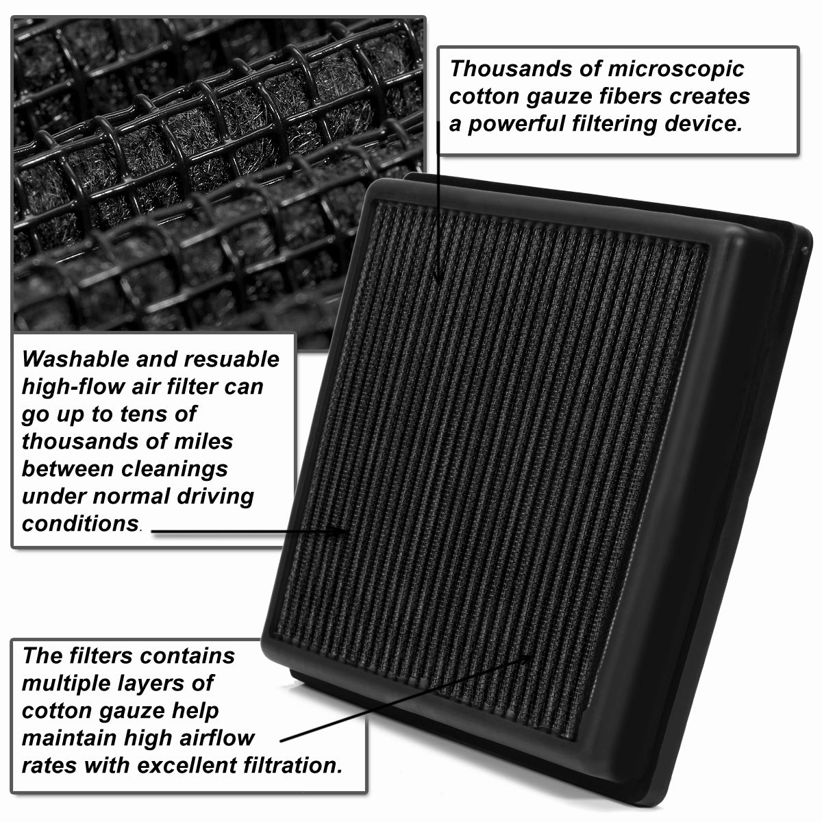 03-10 Jeep Commander Grand Cherokee Liberty Panel Air Filter - Reusable&Washable