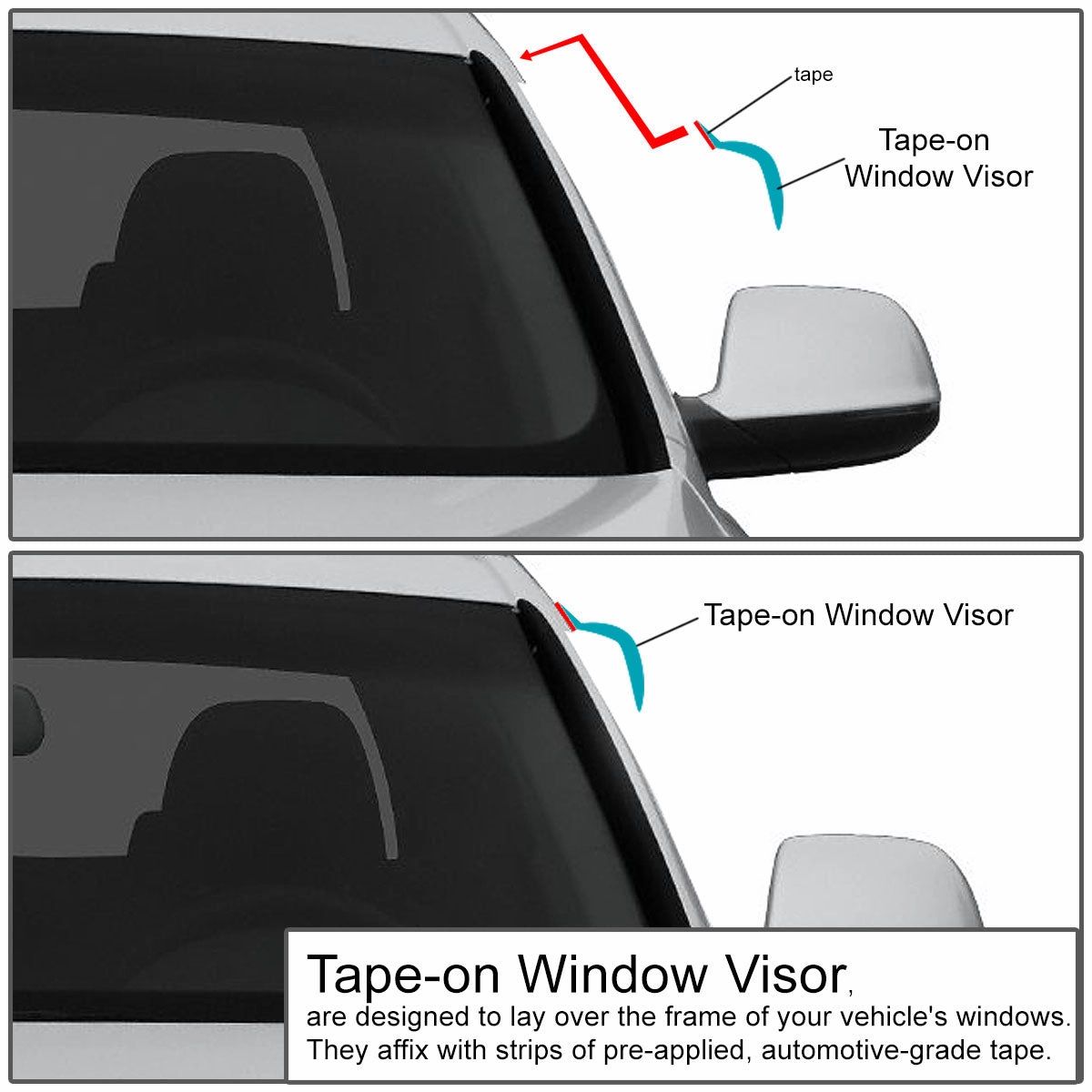 04-06 Cadillac SRX Tape-On Wind Deflectors Window Visors