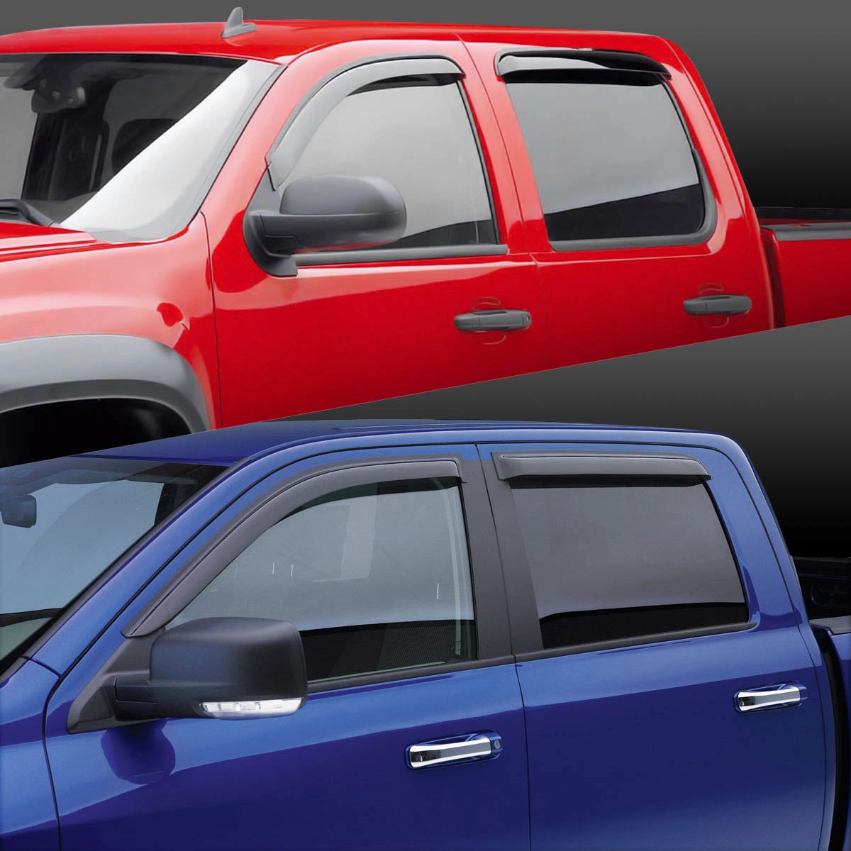 04-08 Ford F150 Regular Cab Front Tape-On Wind Deflectors Window Visors