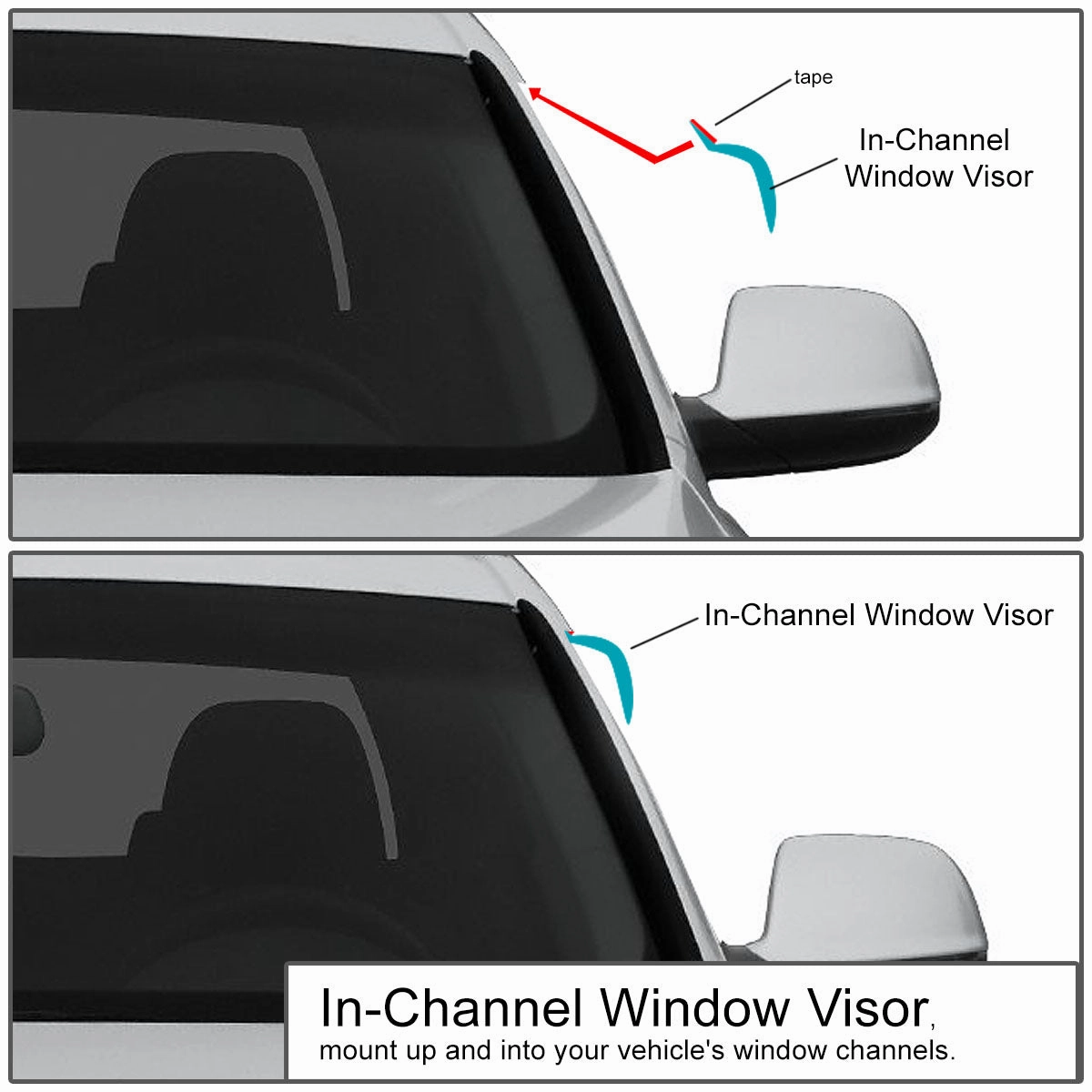 05-10 Chrysler 300 05-08 Dodge Magnum Tape-On Wind Deflectors Window Visors