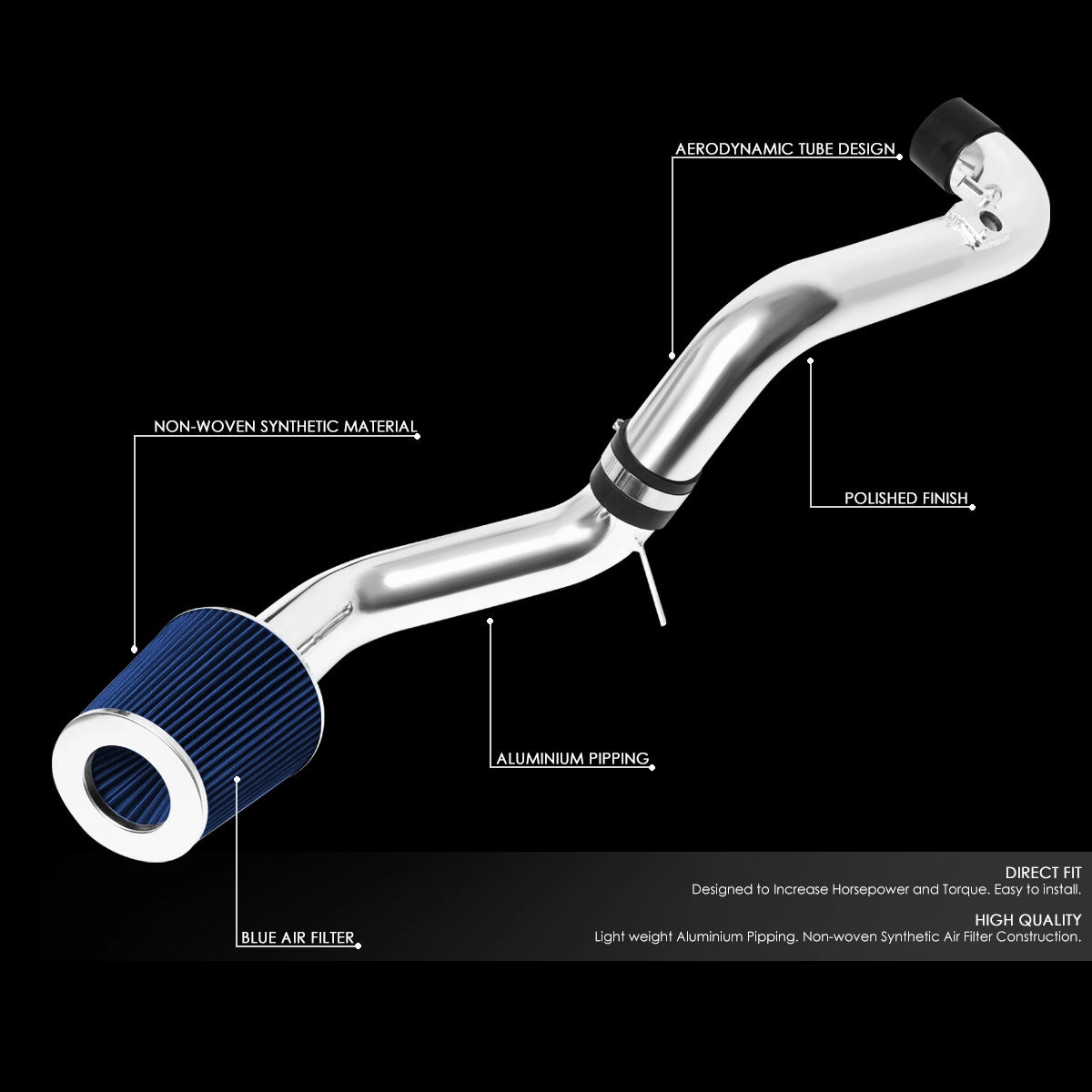07-09 Toyota Camry V6 Aluminum Cold Air Intake w/Blue Cone Filter