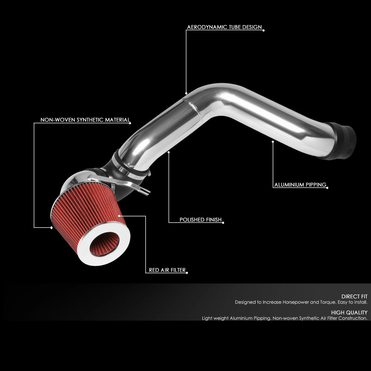 09-10 Dodge Charger Challenger 3.5L 6V Aluminum Cold Air Intake w/Red Cone Filter