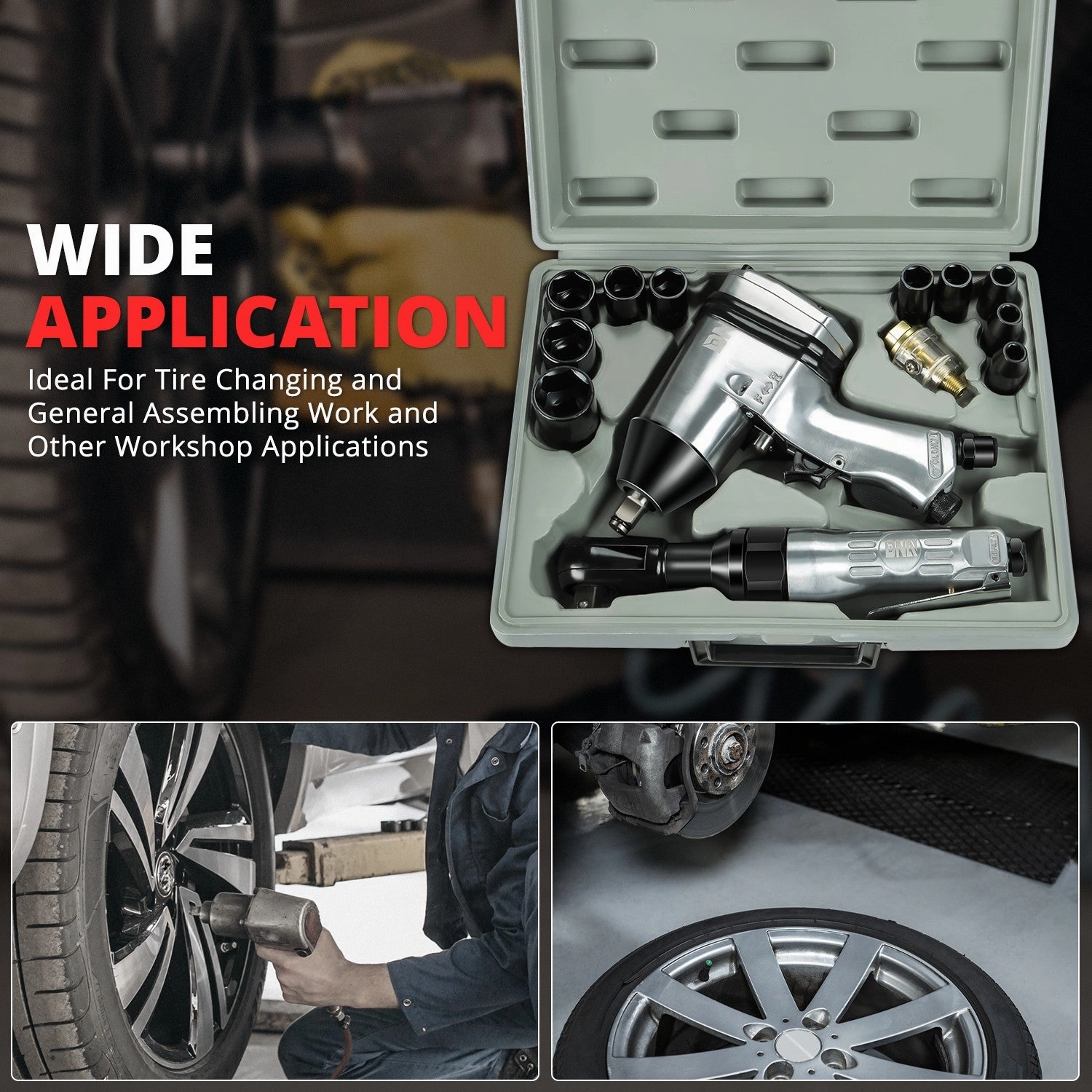 1/2 in. Air Impact & Ratchet Wrench Set (17 Pcs)