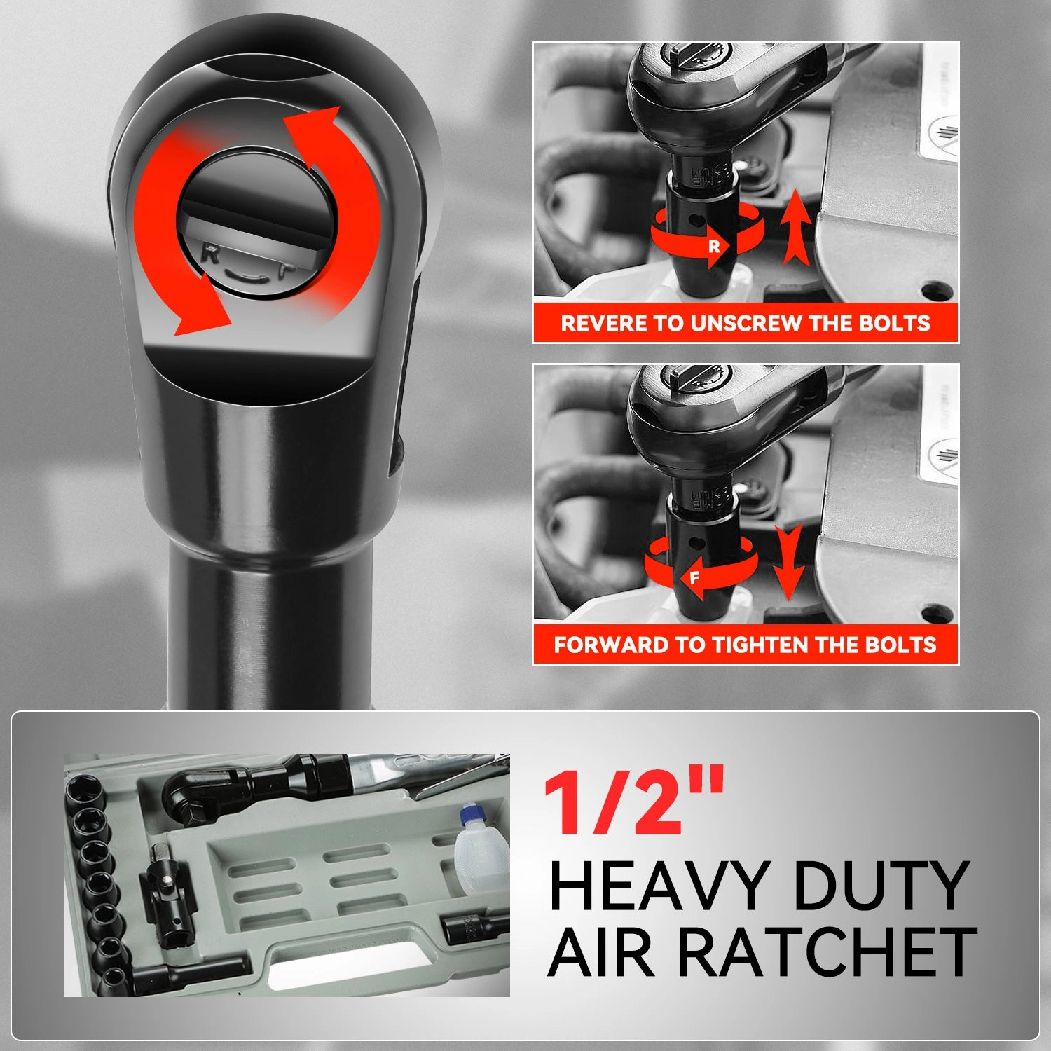 1/2 in. Air Ratchet Wrench Set (17 Pcs)