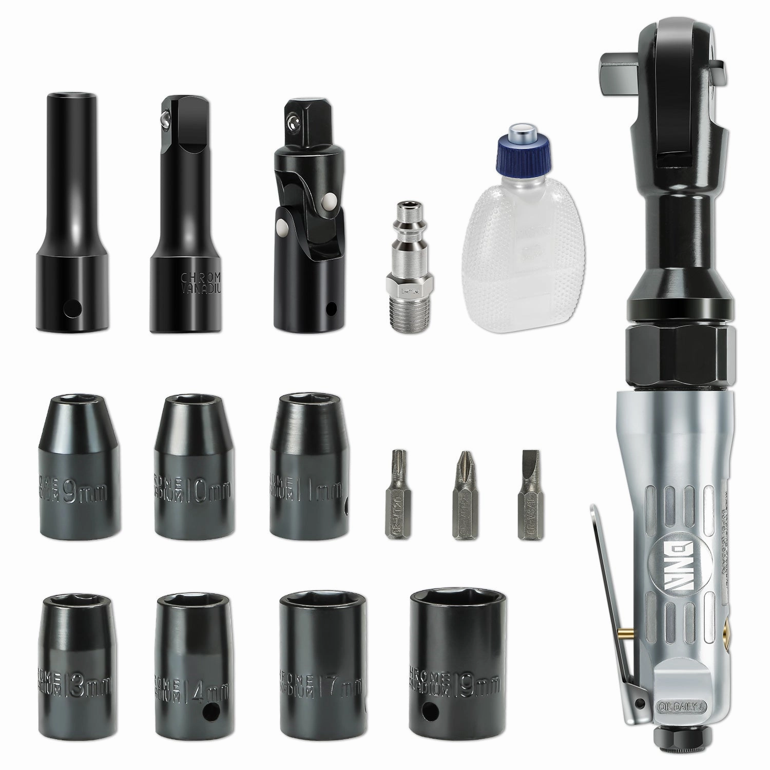 1/2 in. Air Ratchet Wrench Set (17 Pcs)