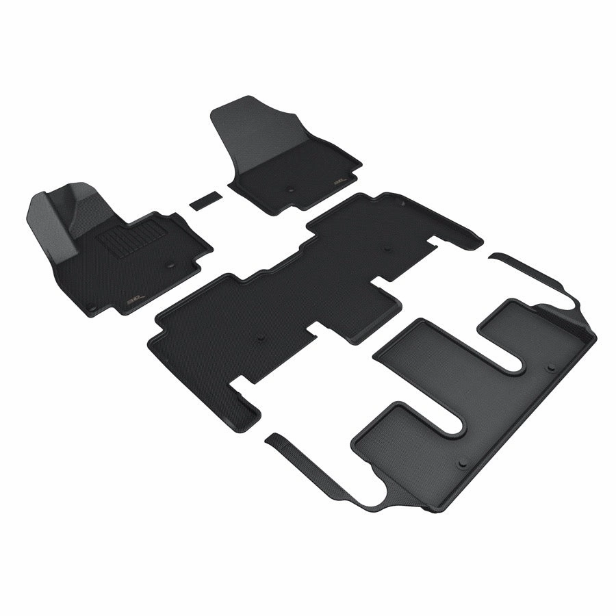 3D MAXpider Floor Mats Kia EV9 6 Seat (2024) All-Weather Kagu Series Black - Front / Second / Third  Row