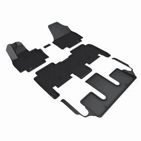 3D MAXpider Floor Mats Kia EV9 6 Seat (2024) All-Weather Kagu Series Black - Front / Second / Third  Row