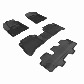 3D MAXpider Floor Mats Kia Sorento 7 Seater (11-13) All-Weather Kagu Series Black - Front / Second / Third Row