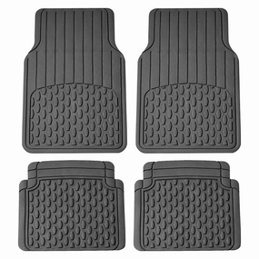 4 Piece Liners Trimmable ClimaProof Non-Slip Vinyl Floor Mats - Full Set Gray