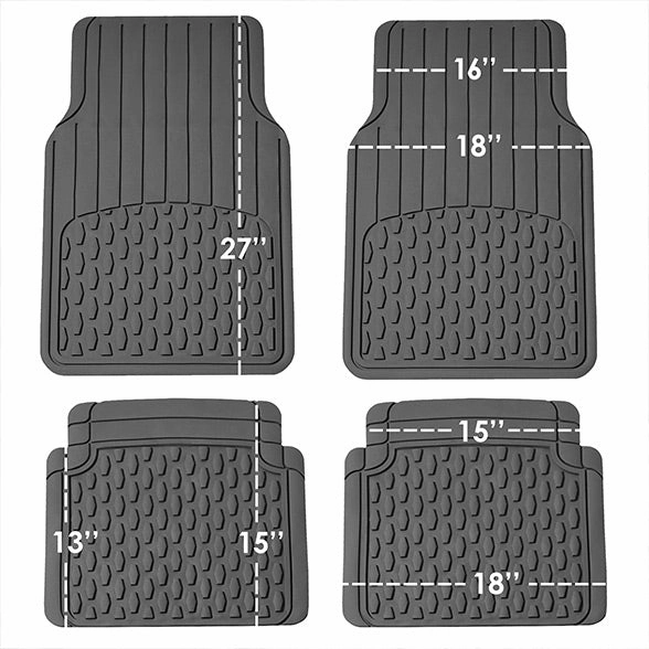 4 Piece Liners Trimmable ClimaProof Non-Slip Vinyl Floor Mats - Full Set Gray