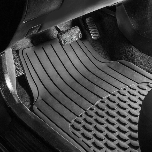 4 Piece Liners Trimmable ClimaProof Non-Slip Vinyl Floor Mats - Full Set Gray