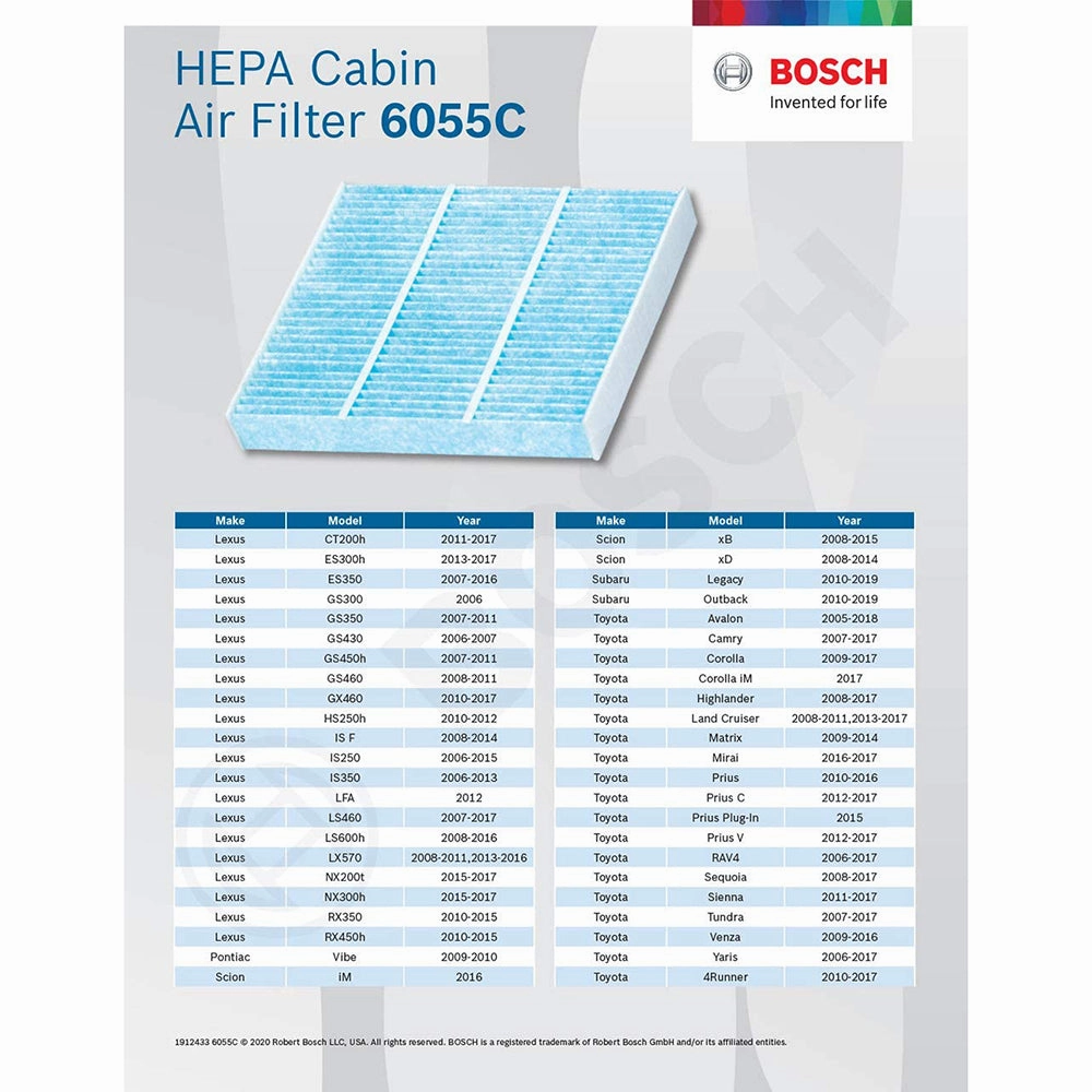 BOSCH 6075C HEPA Premium Cabin Air Filter