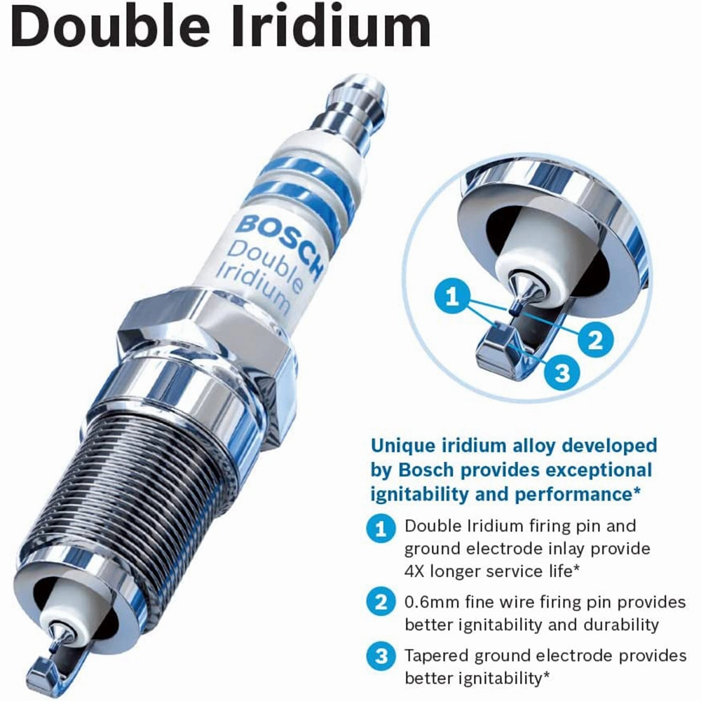 Bosch 96328 Double Iridium Pin-to-Pin Spark Plug - Pack of 4