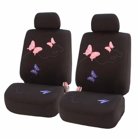 Butterfly Flat Cloth Seat Covers - Front Set Black
