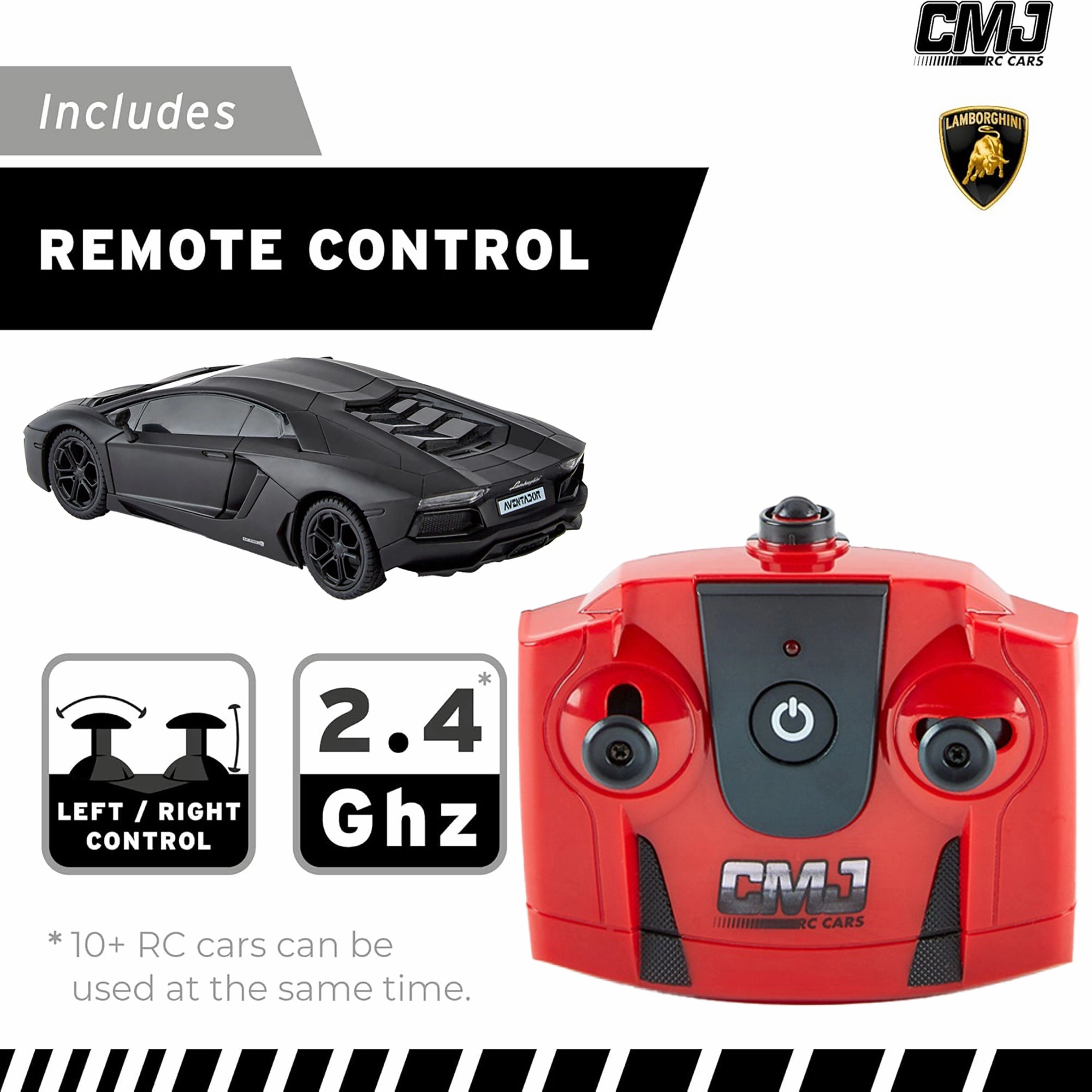 CMJ RC Cars: Lamborghini Aventador LP700-4 - Black - 1:24 Scale, 2.4GHz, LED Headlights