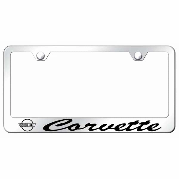 Corvette C4 Script Stainless Steel Frame - Etched Mirrored