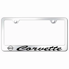 Corvette C4 Script Stainless Steel Frame - Etched Mirrored