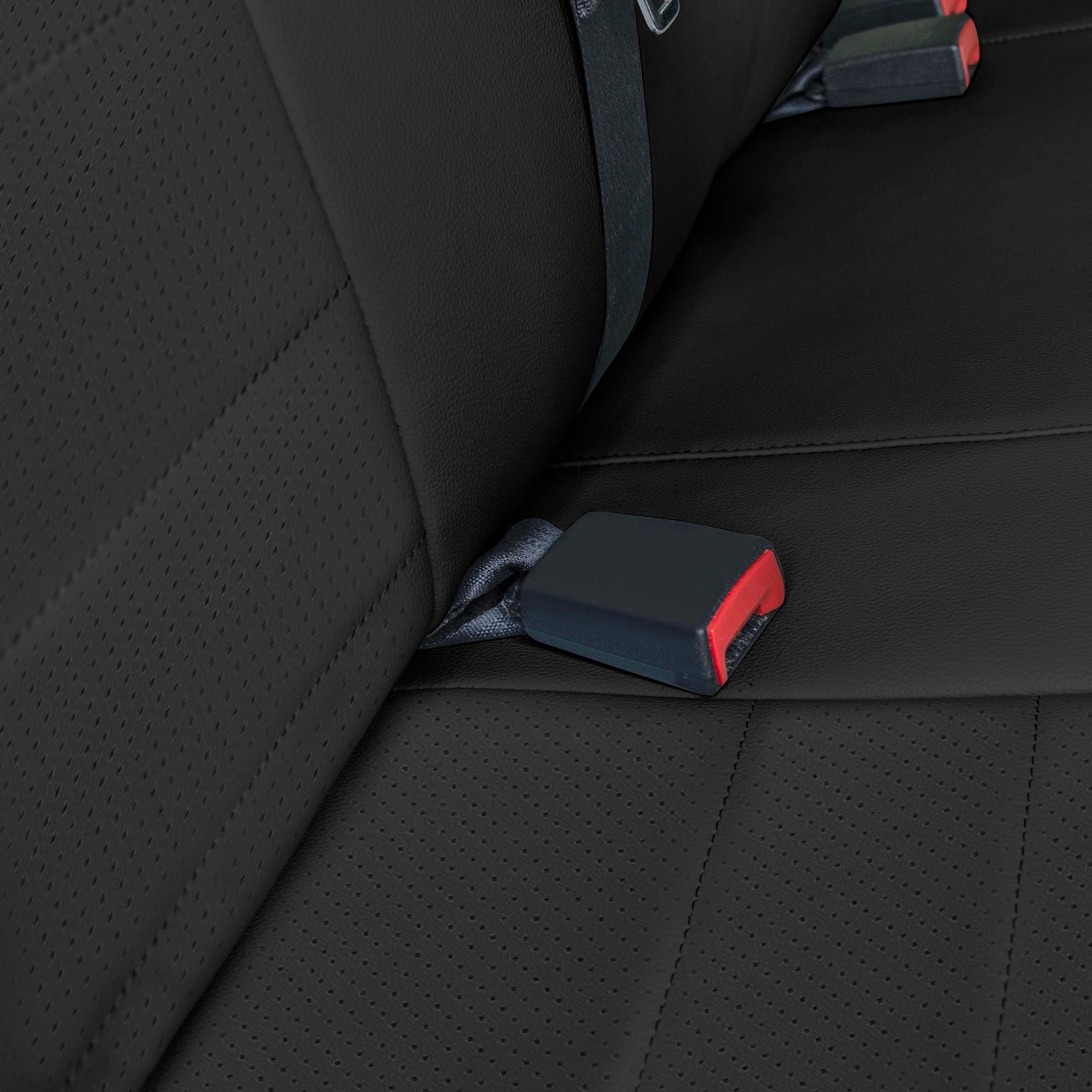 Dodge Ram 1500 2011-2018 & Ram 1500 Classic 2019-2025 Quad Cab - Rear Set Seat Covers - Black Faux Leather