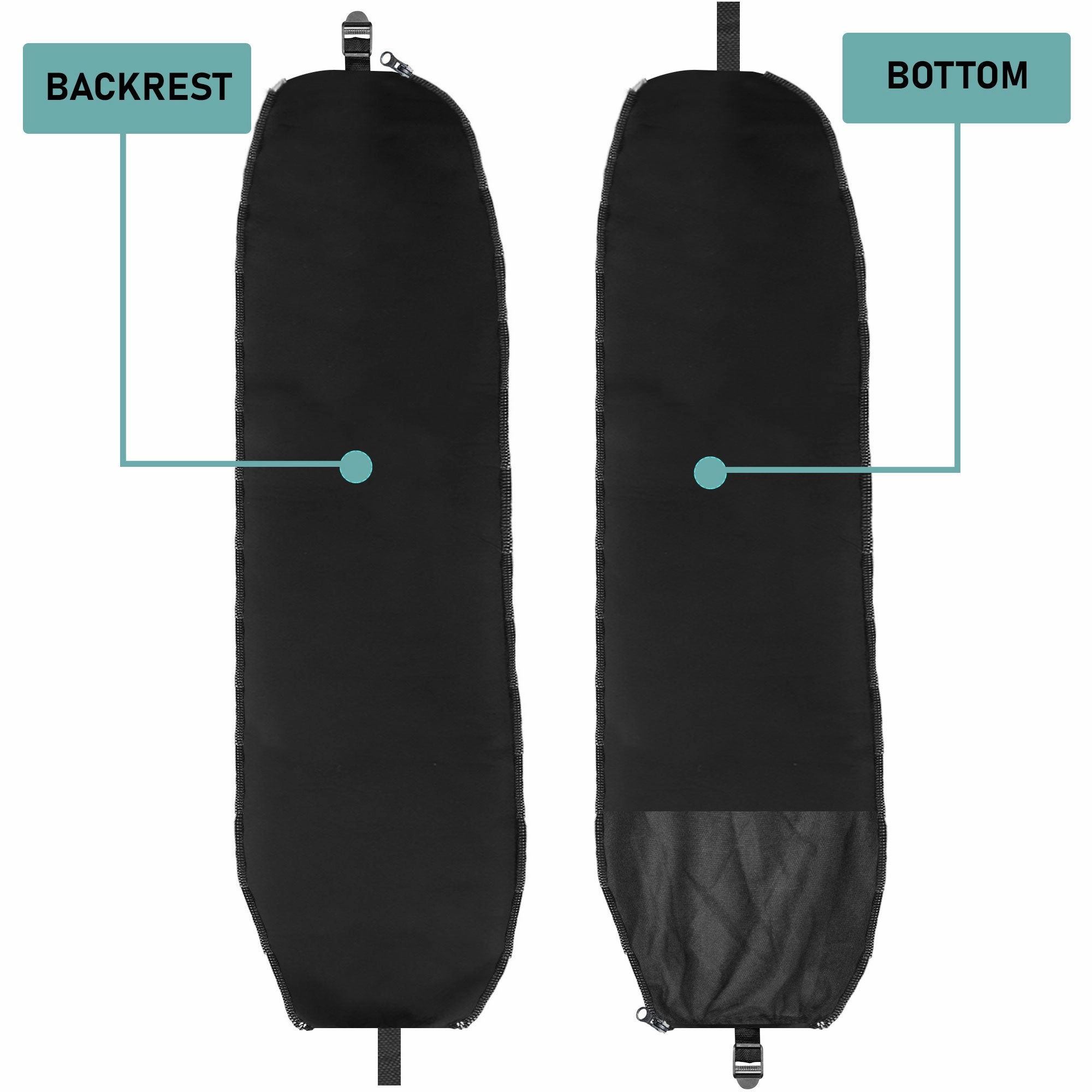 Fabric Extension Pieces for Split Bench Car Seat Covers Black - Flat Cloth