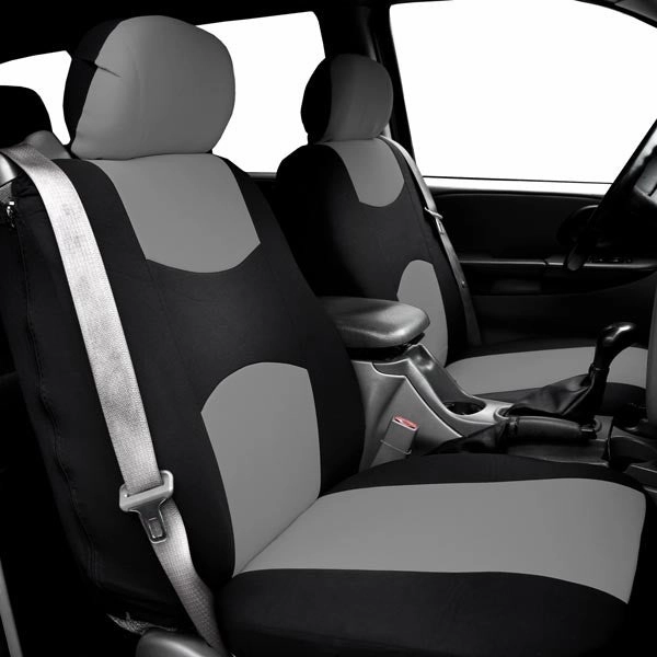 Flat Cloth All-Purpose Built-In Seatbelt Seat Covers - Front Set Gray
