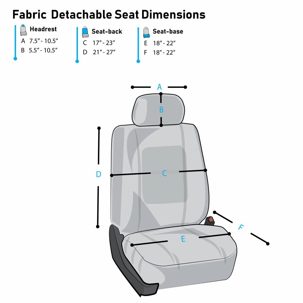 Flat Cloth Seat Covers - Front Set Black