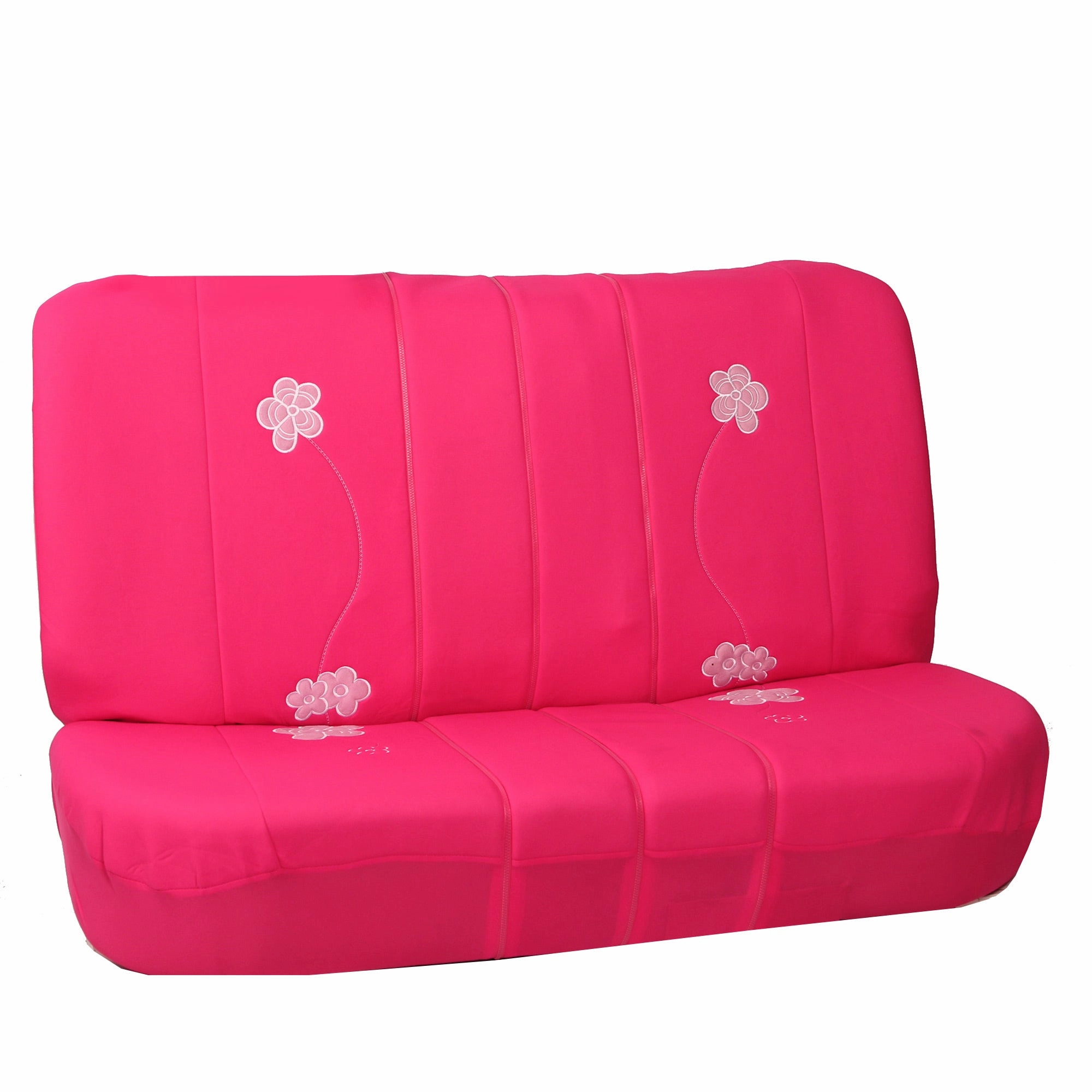 Flower Embroidery Bench Seat Covers - Rear Set - Pink