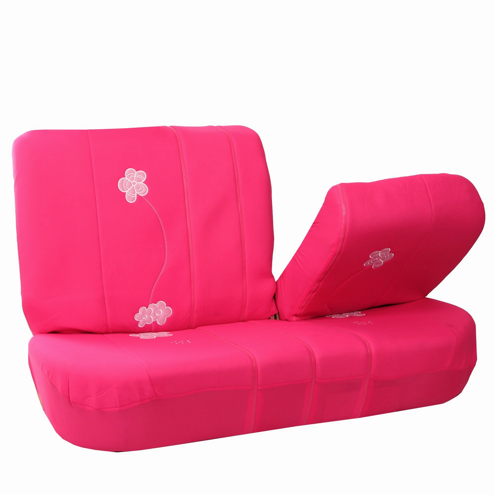 Flower Embroidery Bench Seat Covers - Rear Set - Pink
