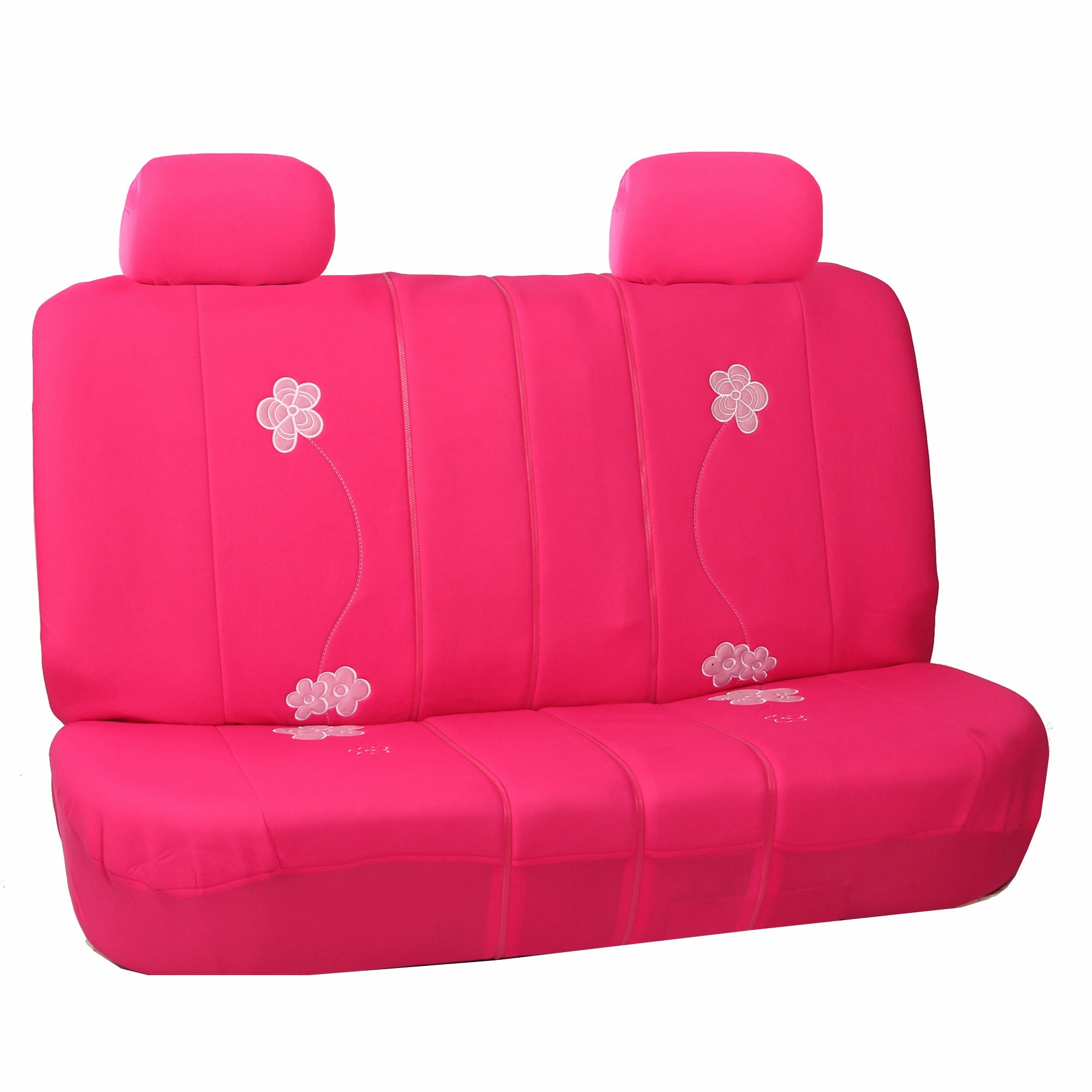 Flower Embroidery Bench Seat Covers - Rear Set - Pink