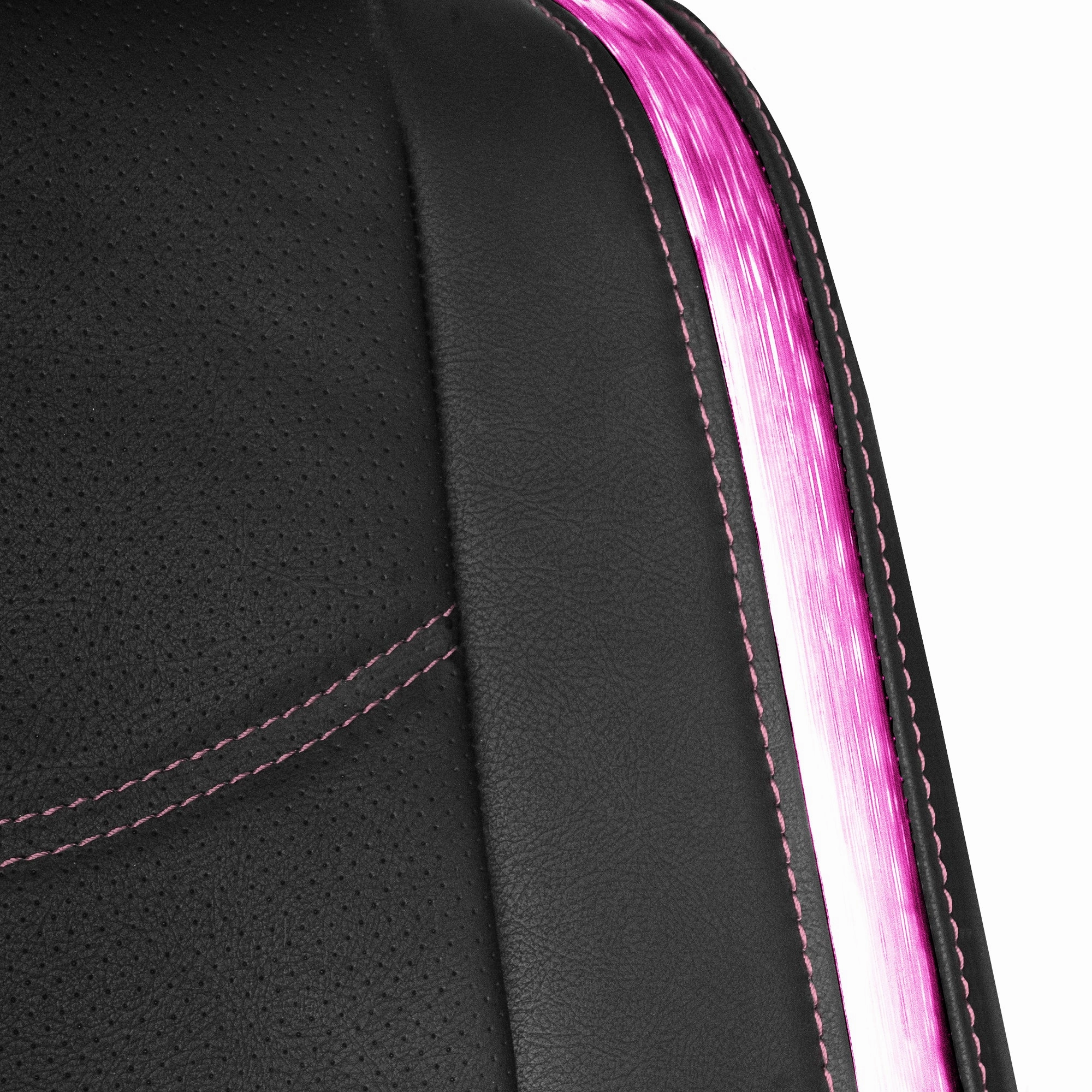 Galaxy13 Metallic Striped Deluxe Leatherette Seat Covers - Full Set Pink