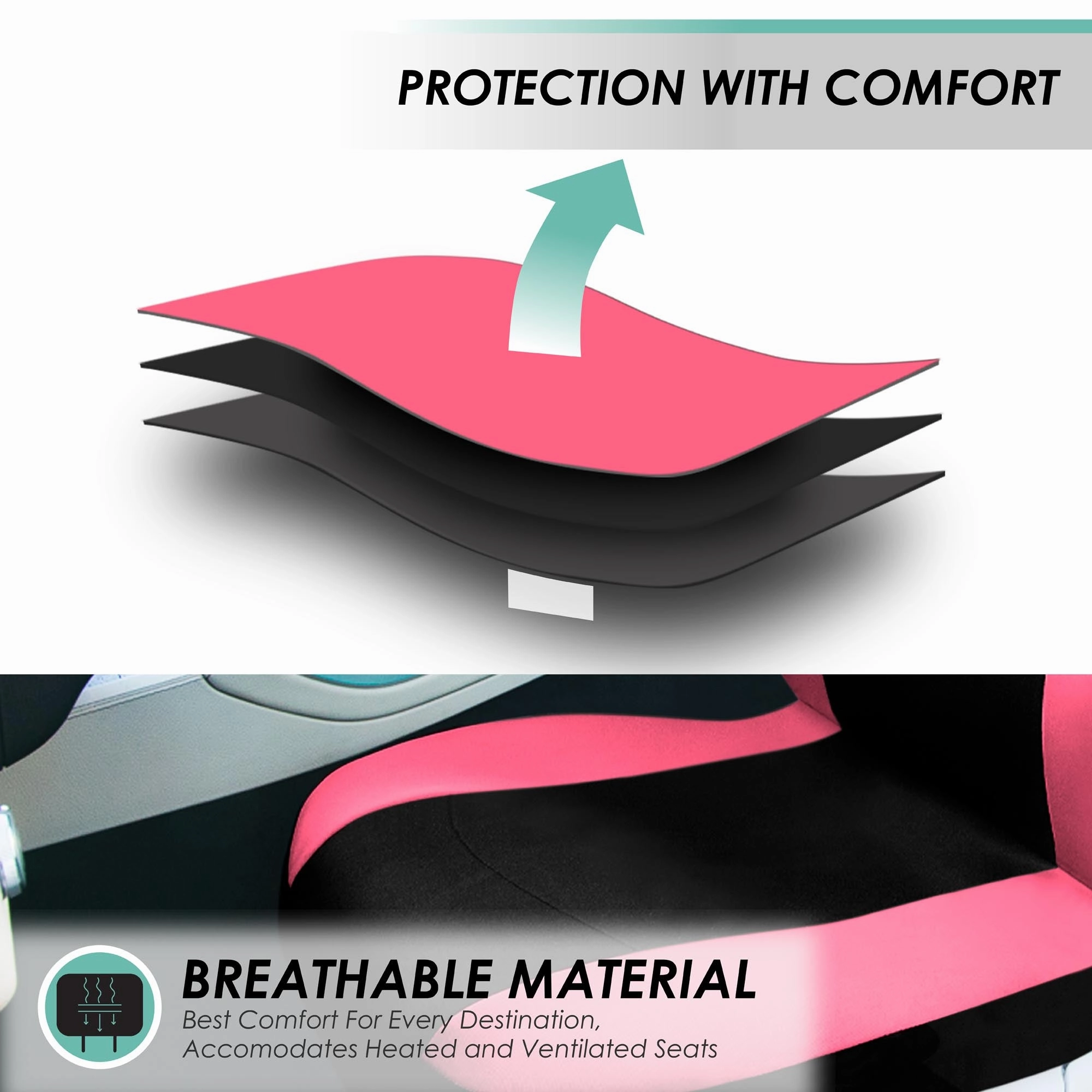 Light & Breezy Flat Cloth Seat Covers - Full Set Pink