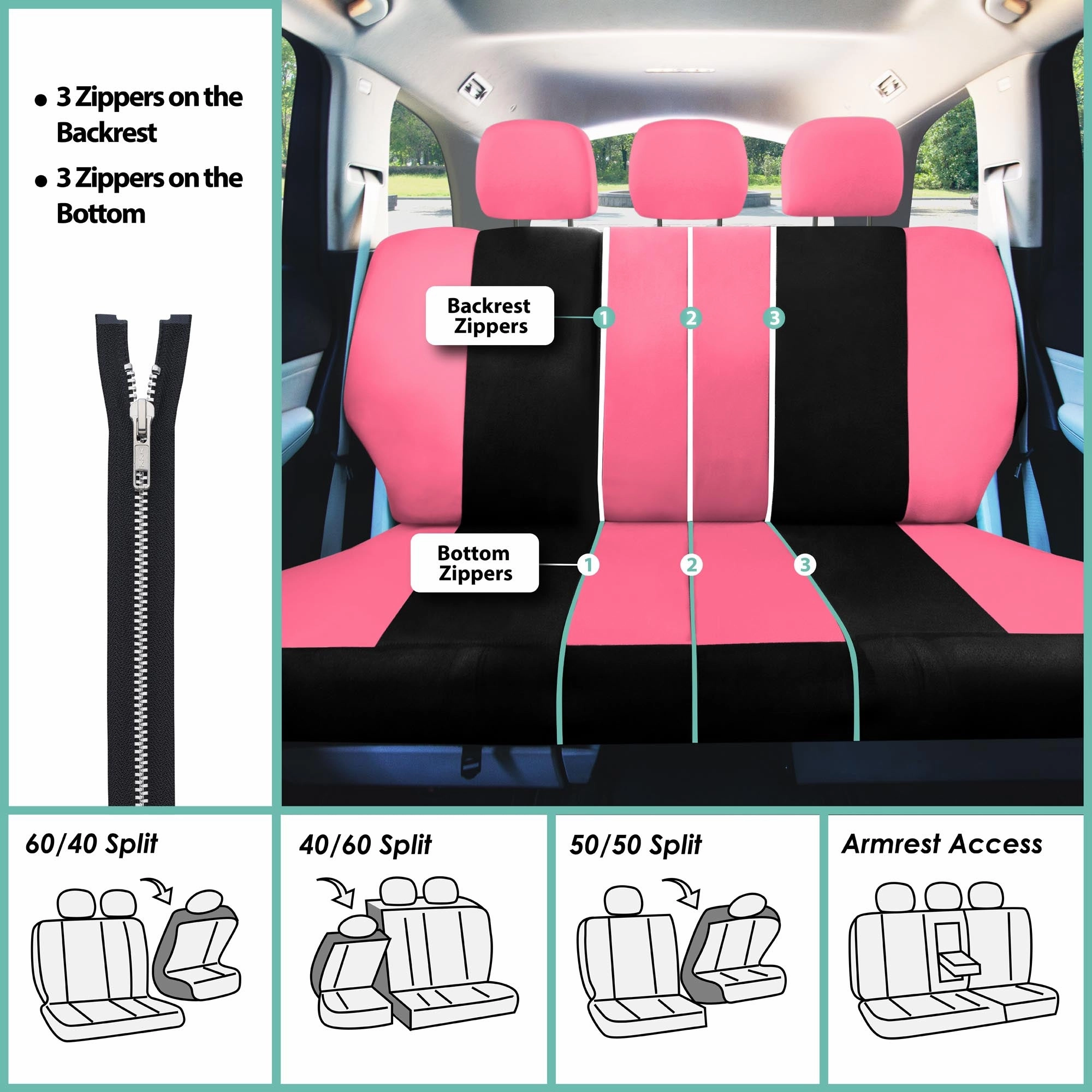 Light & Breezy Flat Cloth Seat Covers - Full Set Pink