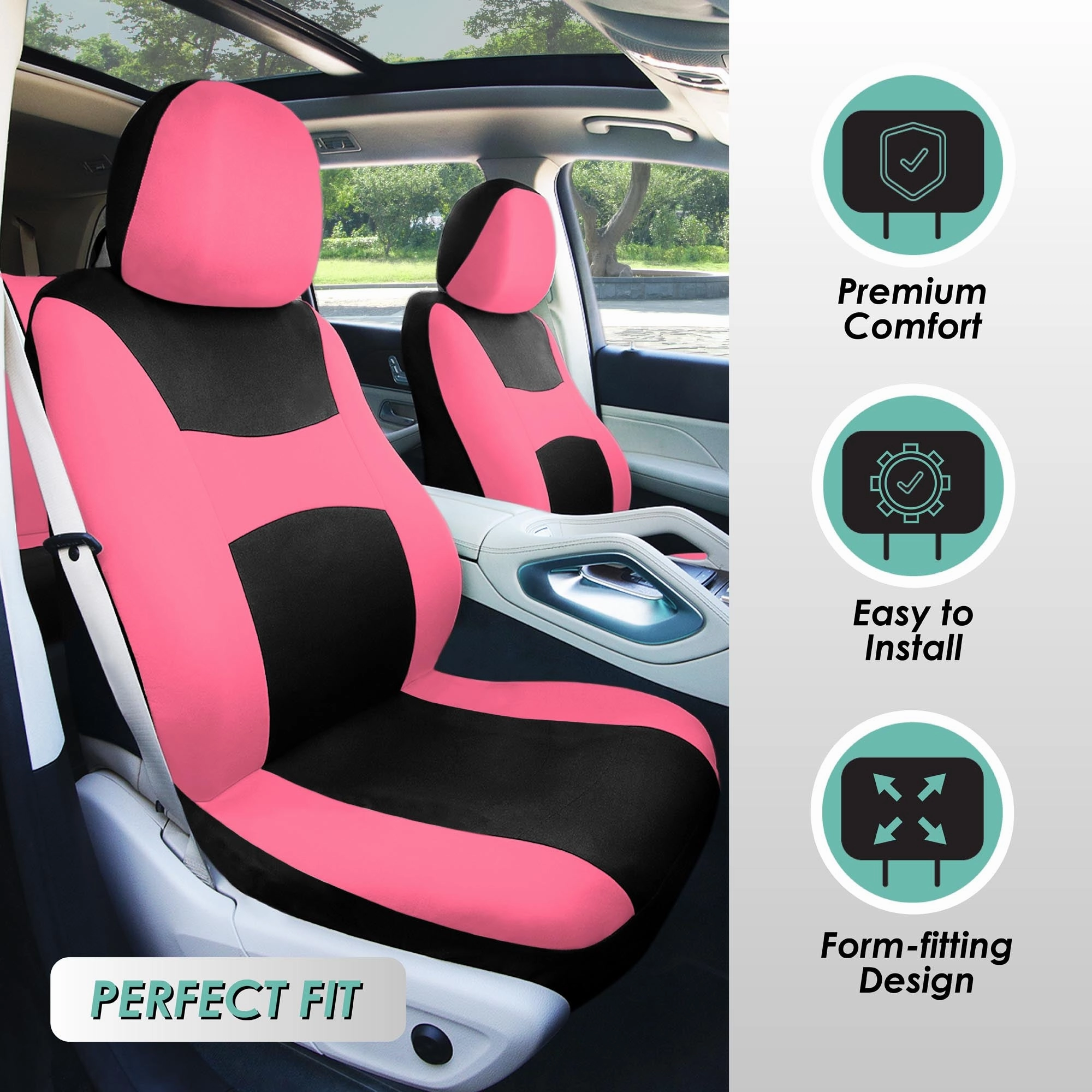 Light & Breezy Flat Cloth Seat Covers - Full Set Pink