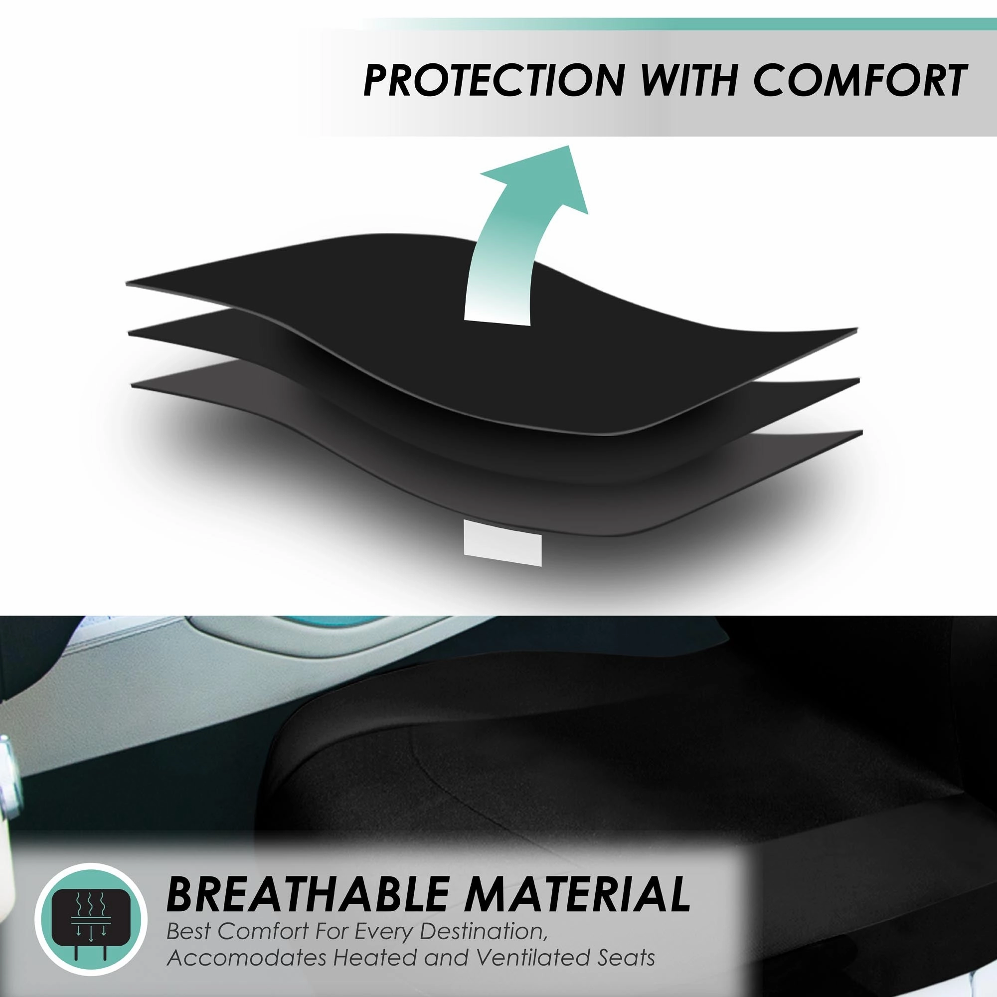 Light & Breezy Flat Cloth Seat Covers - Rear Black