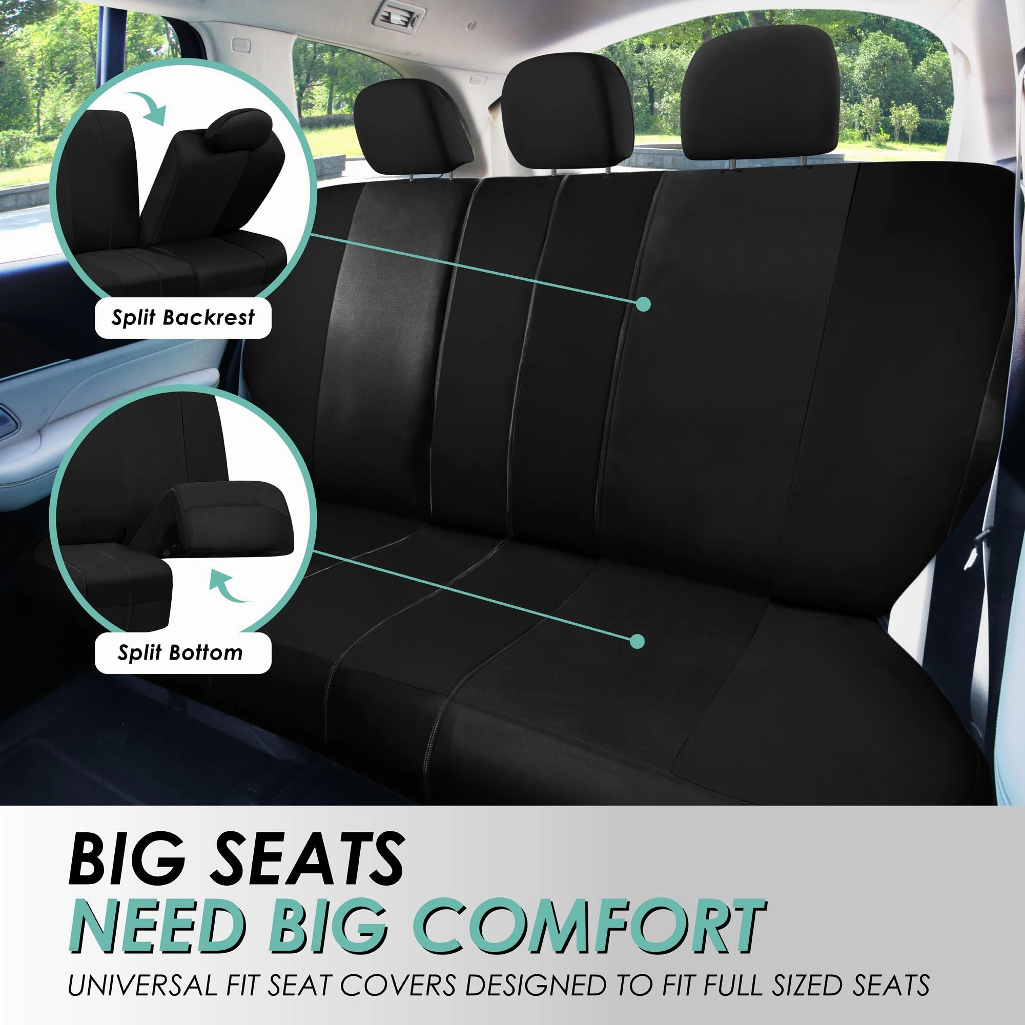Light & Breezy Flat Cloth Seat Covers - Rear Black