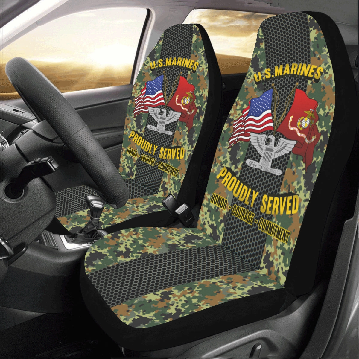 M.Corps O-6 Colonel O6 Col M.Corps O6 Field Officer Car Seat Covers (Set of 2)