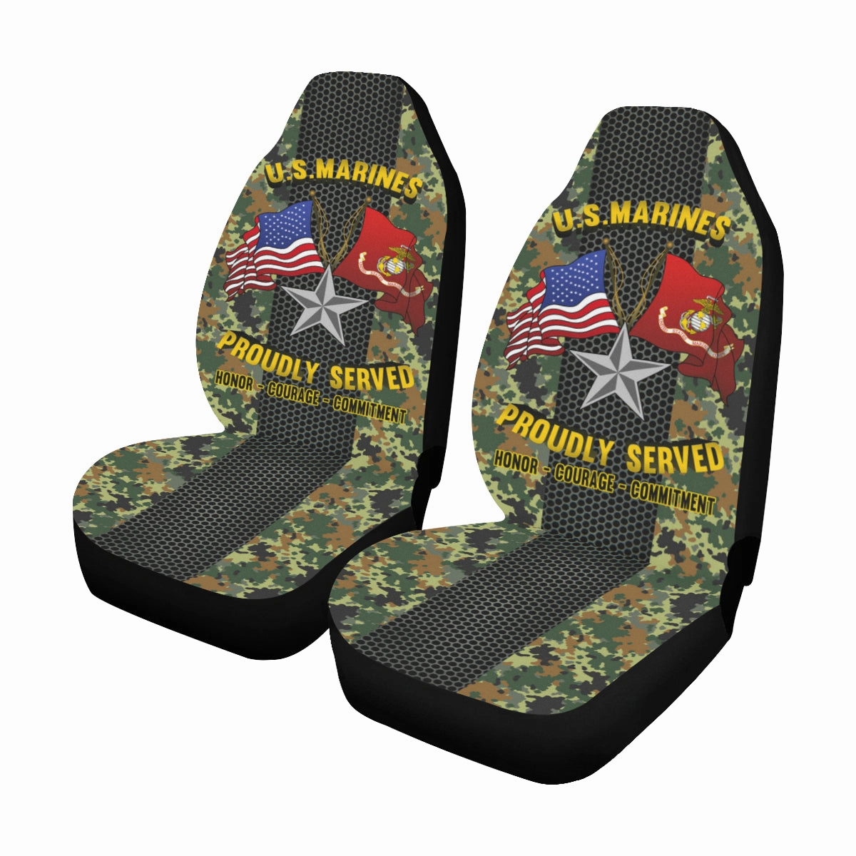 M.Corps O-7 Brigadier General O7 BGen M.Corps O7 General Officer Car Seat Covers (Set of 2)