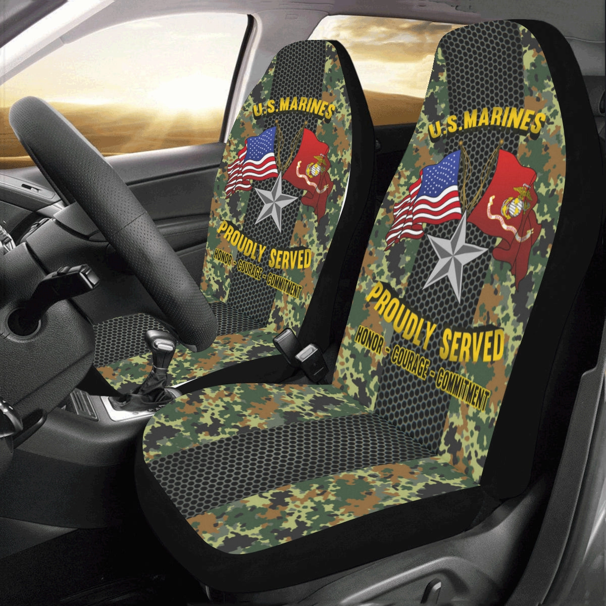 M.Corps O-7 Brigadier General O7 BGen M.Corps O7 General Officer Car Seat Covers (Set of 2)