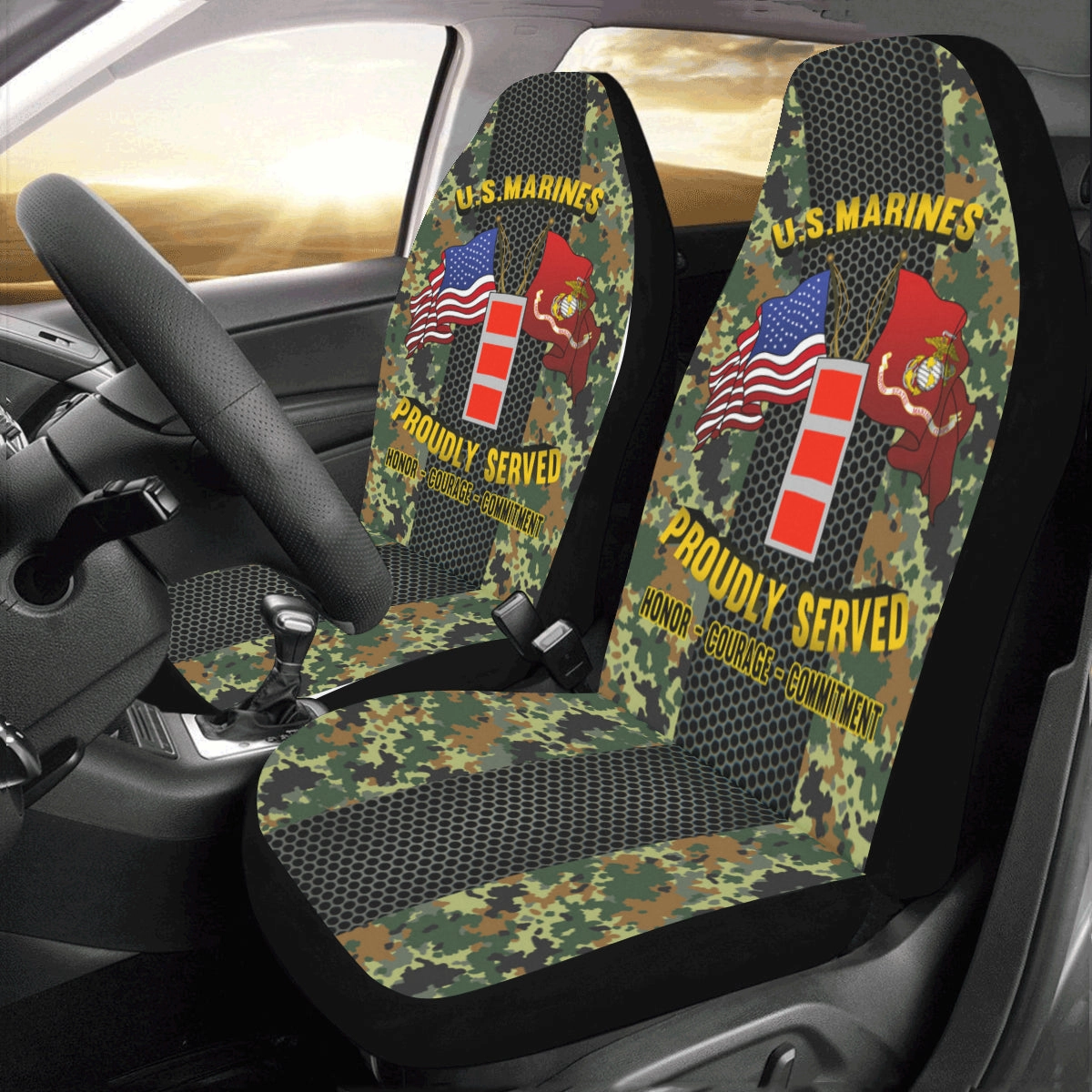 M.Corps W-4 Chief Warrant Officer 4 CW4 M.Corps CW4 Warrant Officer Car Seat Covers (Set of 2)