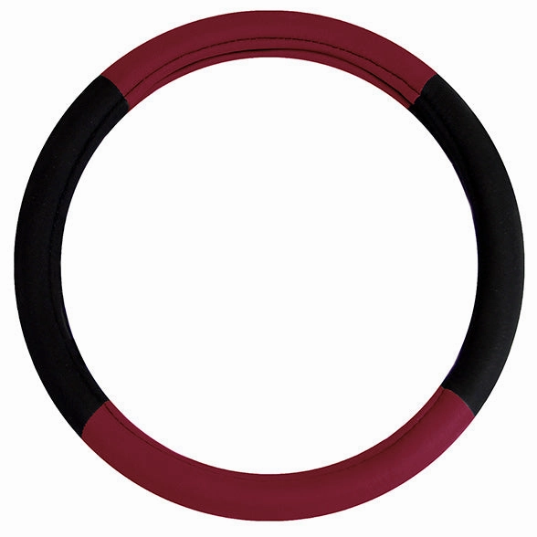 Modernistic Steering Wheel Cover and Seat Belt Pads Burgundy