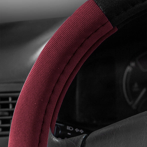 Modernistic Steering Wheel Cover and Seat Belt Pads Burgundy