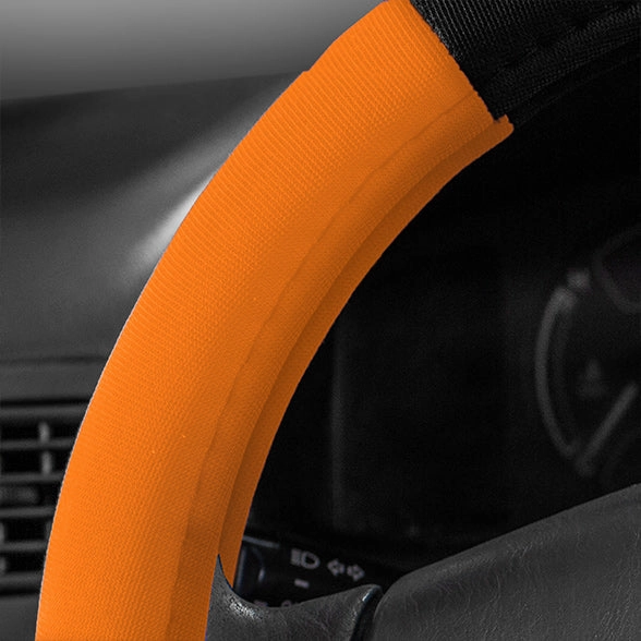 Modernistic Steering Wheel Cover and Seat Belt Pads Orange