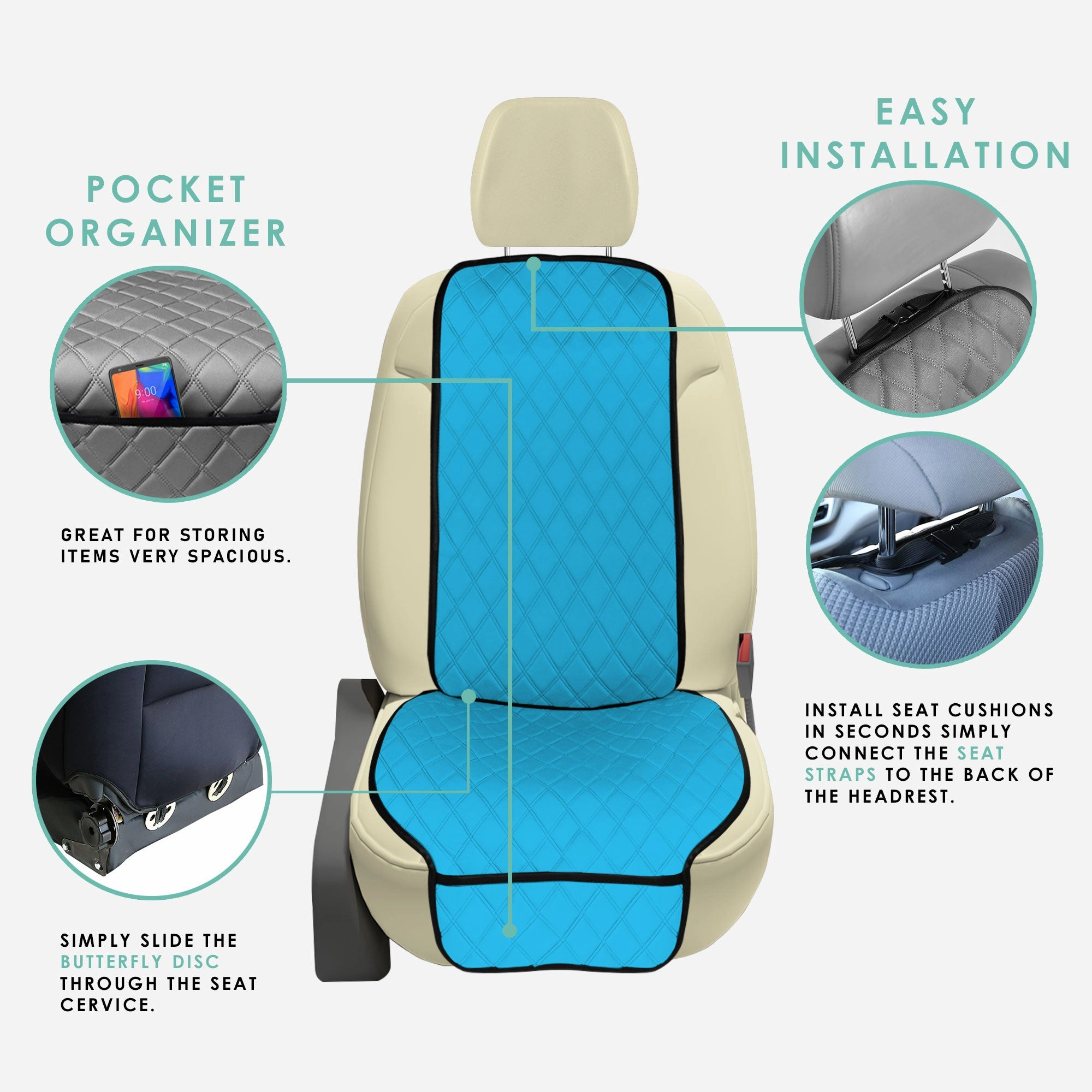 NeoSupreme Seat Protectors - Front Set - 1pc Solid Aqua