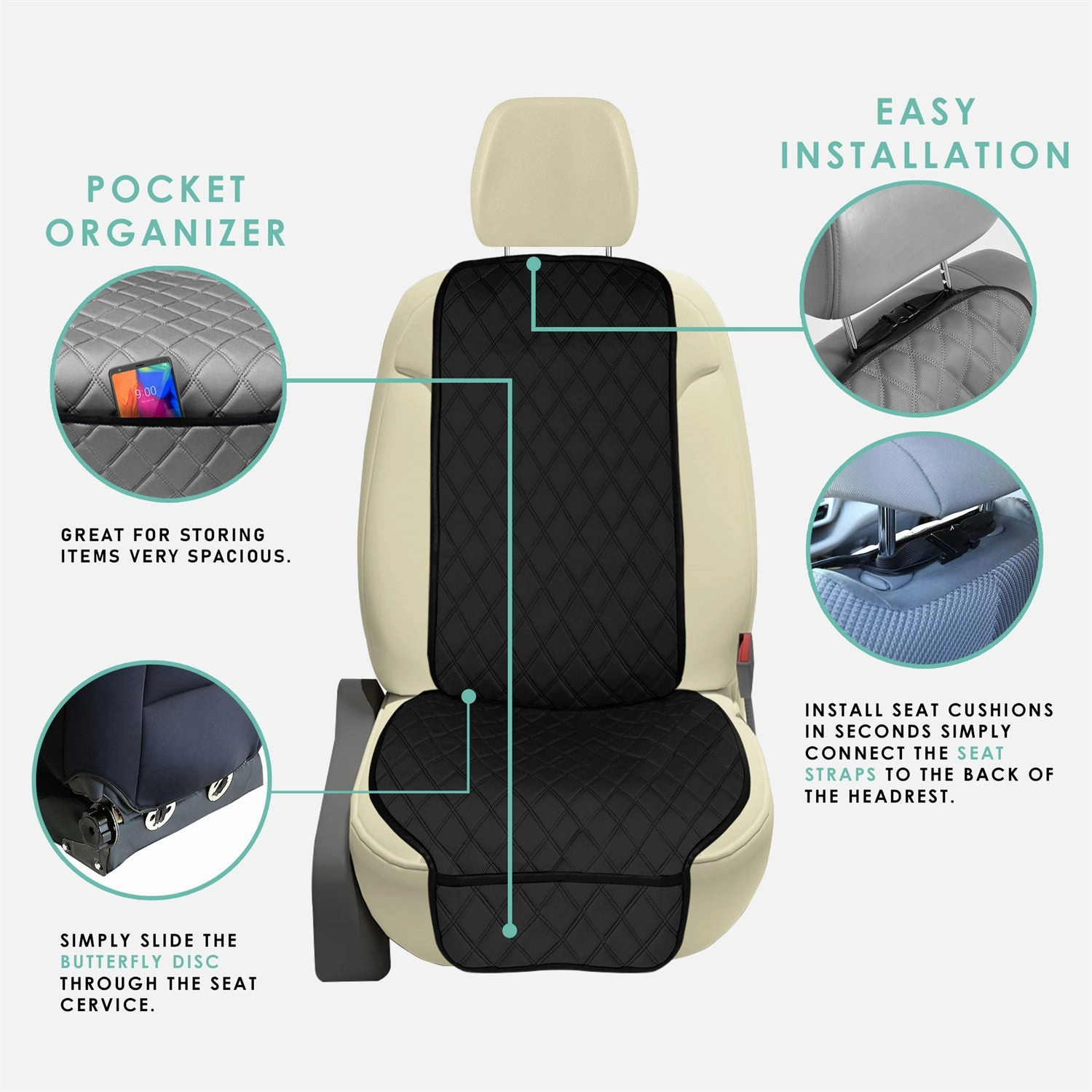 NeoSupreme Seat Protectors - Front Set - 1pc Solid Black