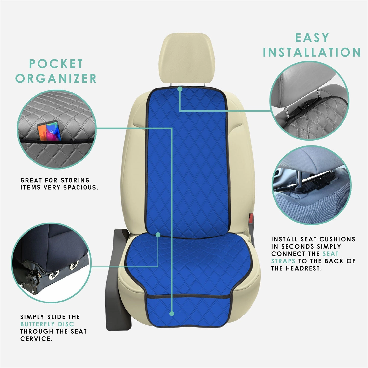 NeoSupreme Seat Protectors - Front Set - 1pc Solid Blue