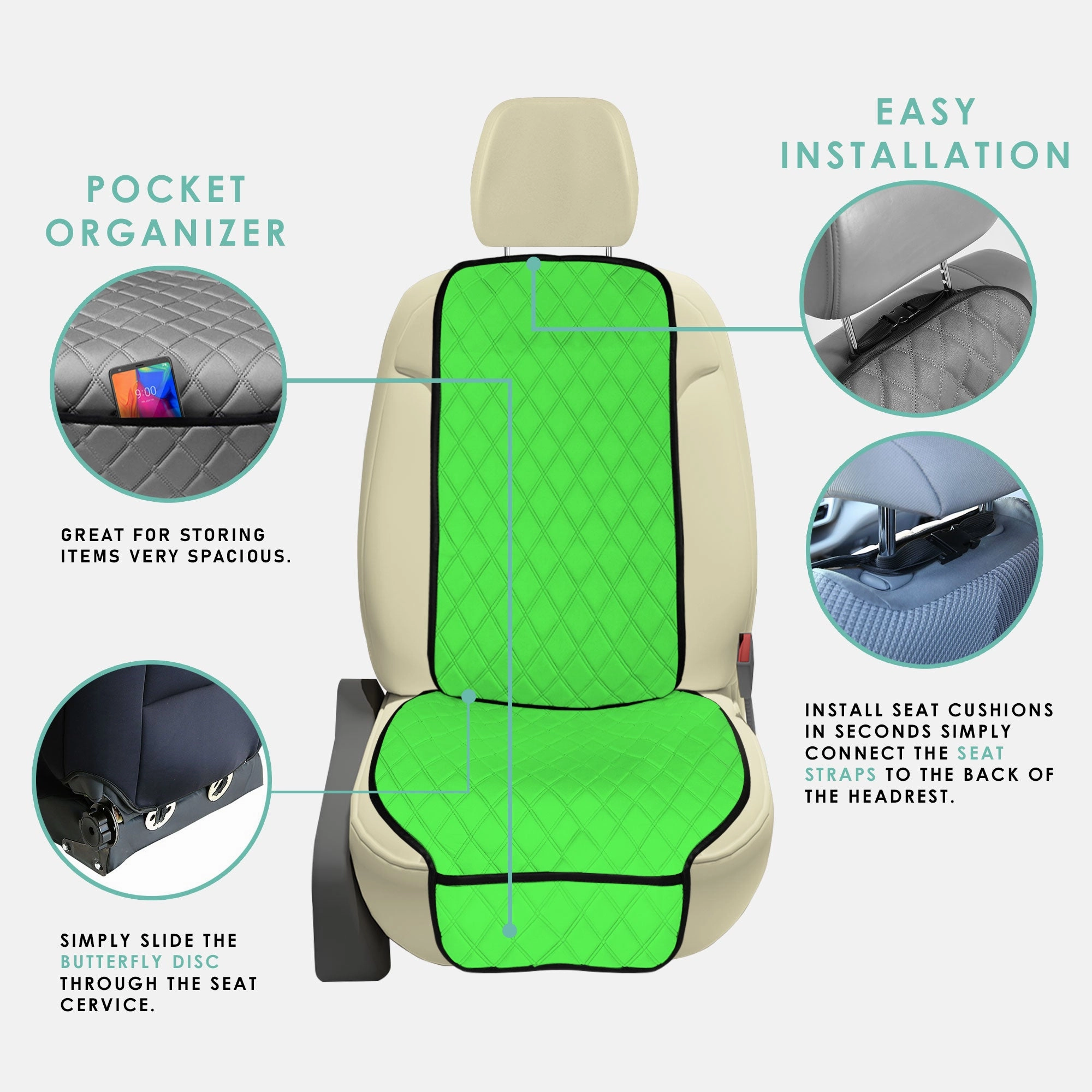 NeoSupreme Seat Protectors - Front Set - 1pc Solid Green