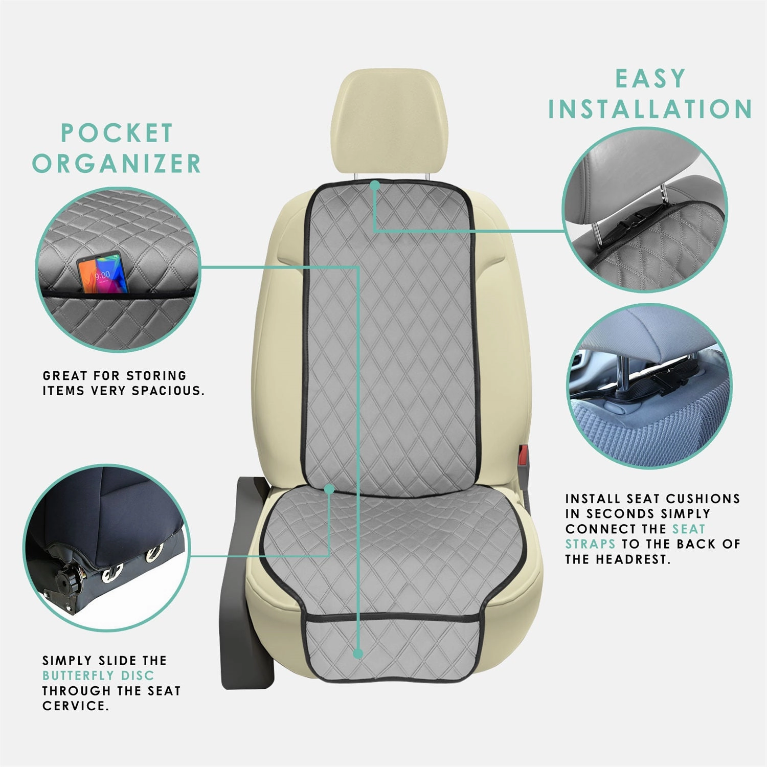 NeoSupreme Seat Protectors - Front Set - 2pc Solid Gray
