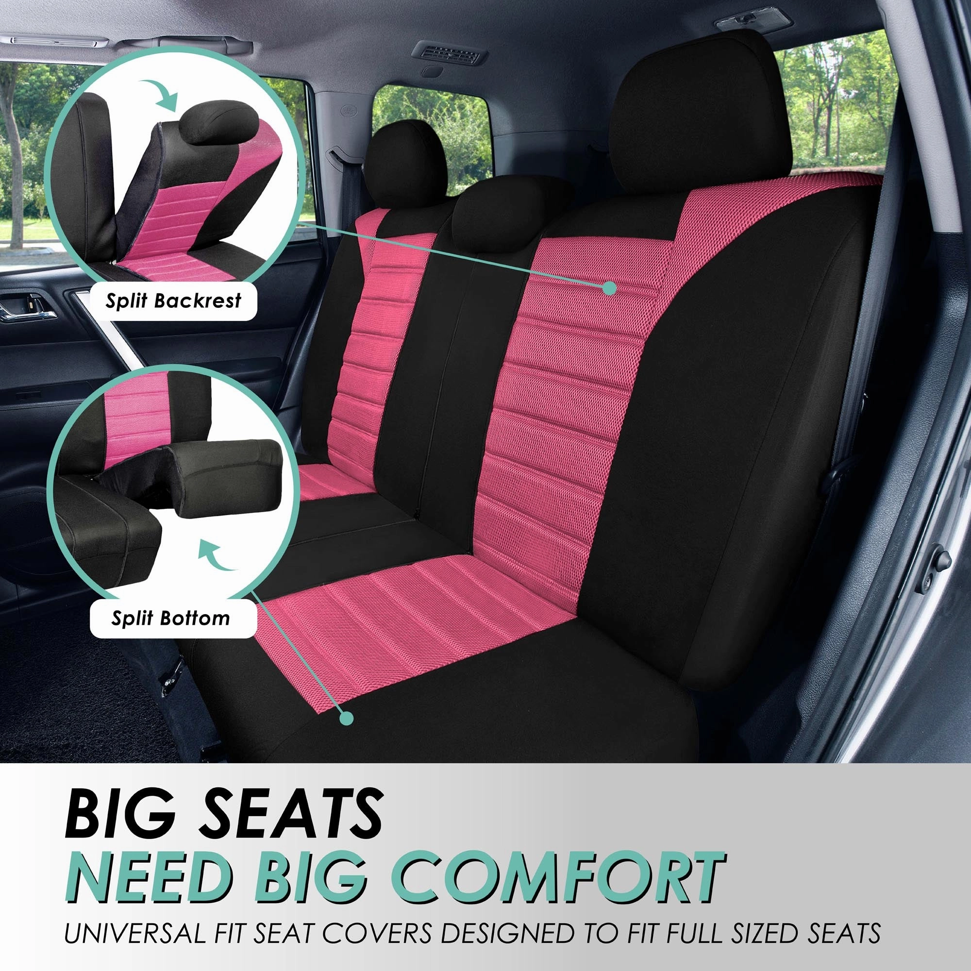 Premium 3D Air Mesh Seat Covers - Front Set Pink